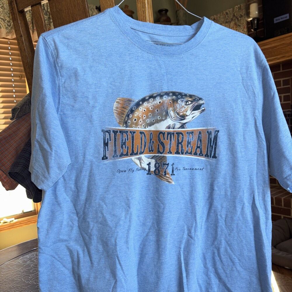 FIELD & STREAM Men's XL Cotton Graphic T-Shirt Fishing Outdoor Logo Tee Classic